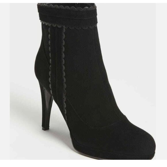 L.K. Bennett Black Suede Side Zip Nikita Boot Bootie - Picture 1 of 14
